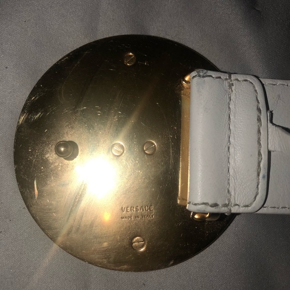 White Medusa enamel Versace leather woman belt main image 2